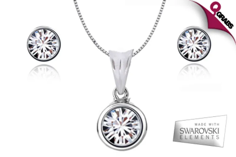 For QR115 Get a Gorgeous Sterling Silver Necklace & Earrings Set made with Swarovski Elements! (QR650 Value)